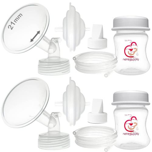 Nenesupply Pump Parts Compatible with Spectra S2 S1 9 Plus Breast Pump to Replace Spectra Pump Parts S2 Accessories Flange 21mm Duckbill Valve Tubing Pumping Bottles Backflow Protector
