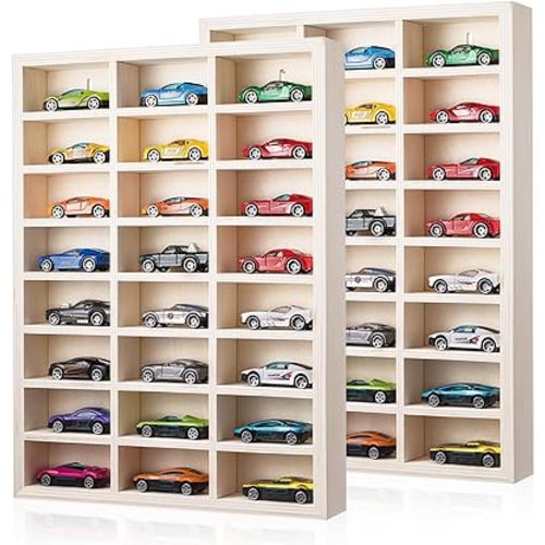 Threehoney 2 Pcs 24 Space Car Display Shelf 1: 64 Toy Cars Wheels Storage