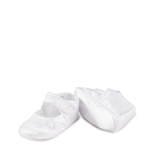 Edgehill Collection Girls' Mary Jane Rosebud Christening Crib Shoes (Infant)