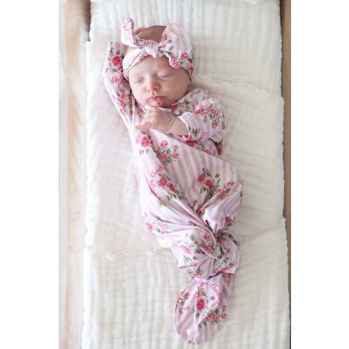 Shabby Chic Personalized Newborn Baby Knot Gown