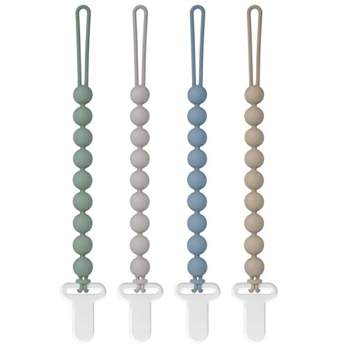 Pacifier Clips Silicone, 4-Pack Pacifier Holder Clip with Stylish Round Design, 100% Food Grade Silicone, Safe Essentials for Newborns Baby Boys and Girls