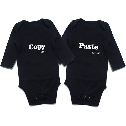 Funny Twins Baby Bodysuits Boys Girls Rompers 2 Pack Twin Matching Clothes Outfits for Newborn Infant