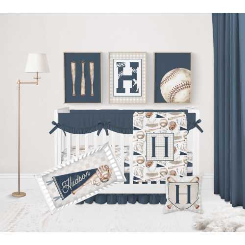 Baseball Crib Bedding Set, Baseball Nursery Bedding, Vintage Baseball Nursery Decor Sports, Baseball Crib Sheet, Baby Boy Bedding Crib Set