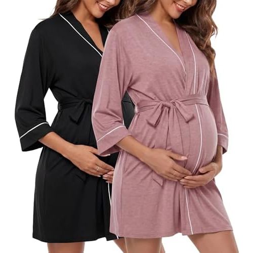 Cutecrop 2 Pack Maternity Nursing Robe Delivery Gown