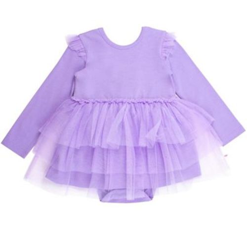 RuffleButts Baby Girls Flutter Tulle Long Sleeve Twirl Romper