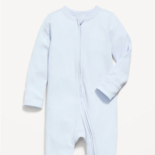 Ribbed 2-Way-Zip Sleep & Play Footed One-Piece for Baby