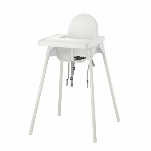 ANTILOP High chair with tray - white/white
