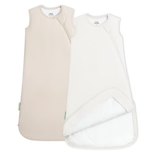 Soft Bamboo Viscose Baby Sleep Sack, 1.0 TOG Baby Sleeping Bag 2 Pack, Cozy Baby Wearable Blanket 2-Way Zipper
