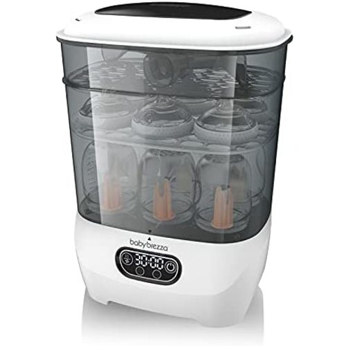 Baby Brezza Bottle Sterilizer and Dryer Advanced – HEPA Filter And Steam Sterilization – Dries 33 Percent Faster Then Original - Universal Fit up to 8 Baby Bottles And 2 Sets of Pump Parts (Any Brand)