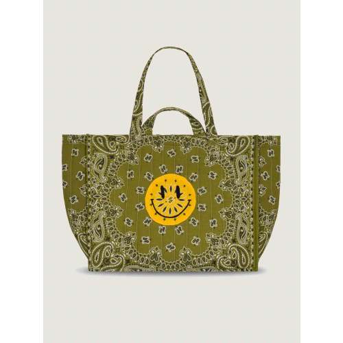 Quilted Maxi Cabas Tote - HAPPY FACE - All Bronze