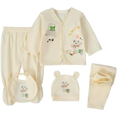 Unisex Baby Clothes 5 Piece Layette Sets Cotton Newborn Clothes Gift Set For 0-3 Months