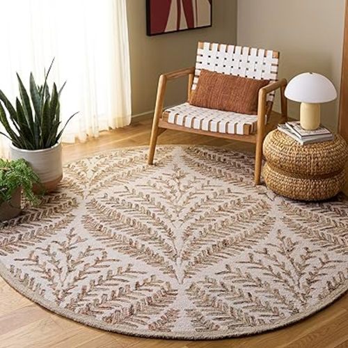 SAFAVIEH Capri Collection 7' Round Ivory / Brown CPR208T Handmade Premium Wool Area Rug