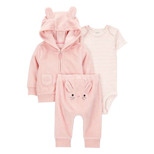 Baby Girls Carter's 3-pc. Bunny Cardigan, Bodysuit & Pants Set