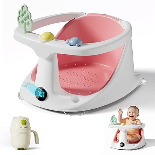 Baby Bath Seat,Bath Seats for Babies Sitting Up with Rinse Cup | Bath Seats for Babies 6 Months & Up,Non-Slip, Infant Bath Essentials,Pink