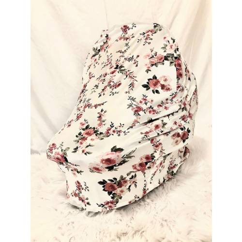 White With Pink Car Seat Cover/ Nursing Cover for Babies - Etsy