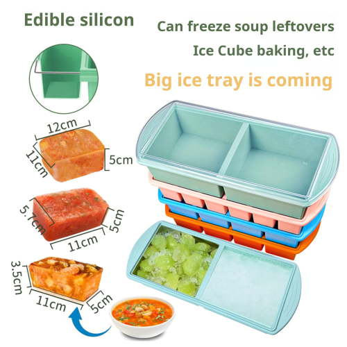 Tnobhg Silicone Soup Freezer Tray with Flexible Lid BPA-Free Leak-proof Versatile Freezing Molds for Soups Sauces And Complementary Food