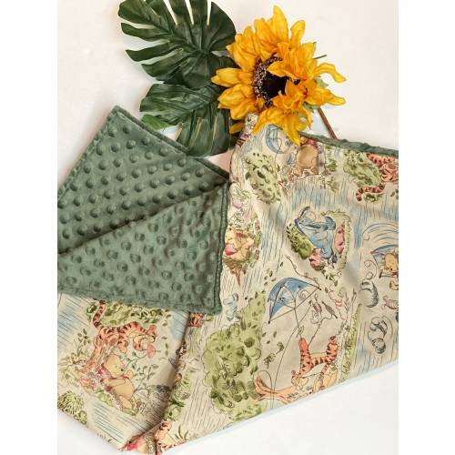 Personalized Baby Blanket made from Winnie the Pooh fabric for boy or girl, Cotton and minky baby gift, Winnie the Pooh nursery bedding