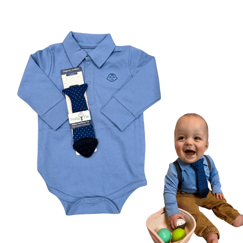 Organic Cotton Blue Bodysuit with TastyTie Teether (Limited Edition)