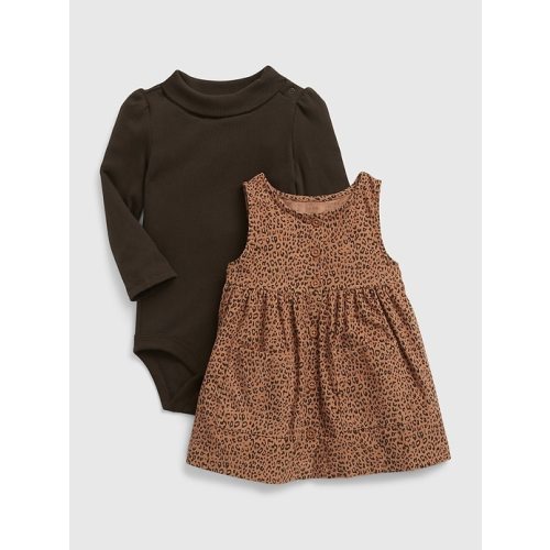 Baby Corduroy Dress Set in brown noir