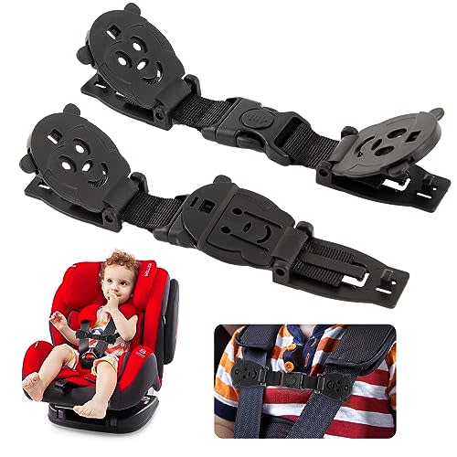 Anti Escape Baby Harness Chest Clip with Buckle, Prevent Children/Kids Taking Their Arms Out of High Chairs/Strollers/Baby Reins(2 Pack, Black)