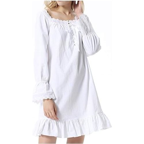 Sharebeauty Women's 100% Cotton Vintage Nightgown Retro Victorian Style