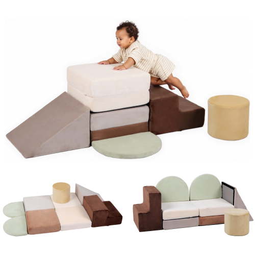 Benarita Foam Climbing Blocks Convertible to Play Mat, Indoor Soft Toddler Climber & Educational Playset