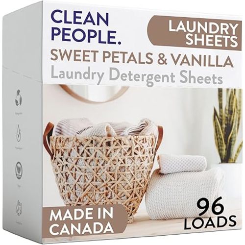 The Clean People Laundry Detergent Sheets - Laundry Soap - Ultra Concentrated, Recyclable Packaging, Stain Fighting - Fresh Scent, 96 Pack