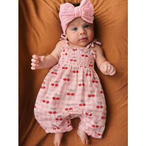 Gingham Cherries / Muslin Smocked Jumpsuit