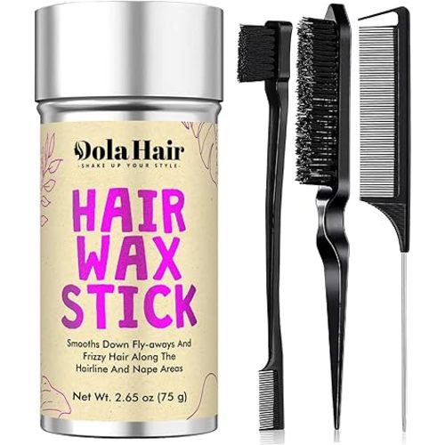 Dolahair Hair Wax Stick - Flyaway Control and Styling Pomade for Kids, Women, and Men - Accessorie Slick Back Hair Brush Kit Hair Bun Maker (Pack of 4)