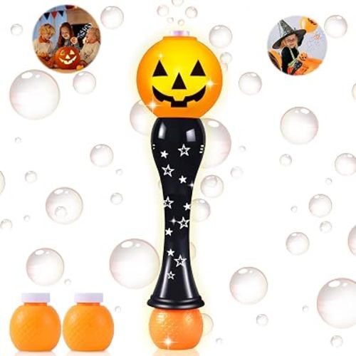 Halloween Bubble Wand Toy for Kids Pumpkin Bubble Machine Blower Maker with Music & Light Outdoor Indoor Stuff Gift for 3 4 5 6 7 8 Year Old Toddler Little Girls Boys