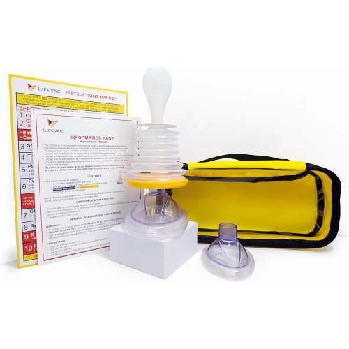 LifeVac Travel Kit, Portable Choking Rescue Device, Adult and Kids Masks, Yellow
