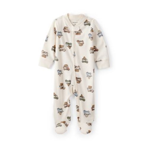 Baby Boys Textured Food Truck Printed Footie Pajamas