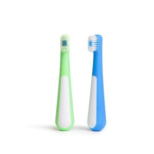 Ubbi Toddler Manual Training Toothbrush - 2ct - Polaris Blue & Zest Green: BPA-Free, Silicone, Soft Bristles