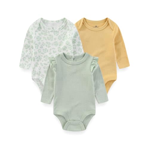 BIGBIGKISS Baby Long Sleeve Bodysuits Cotton Infant Baby Boy Girl Clothes | 3-Pack Baby Outfits, Baby Bodysuits 0-12Months