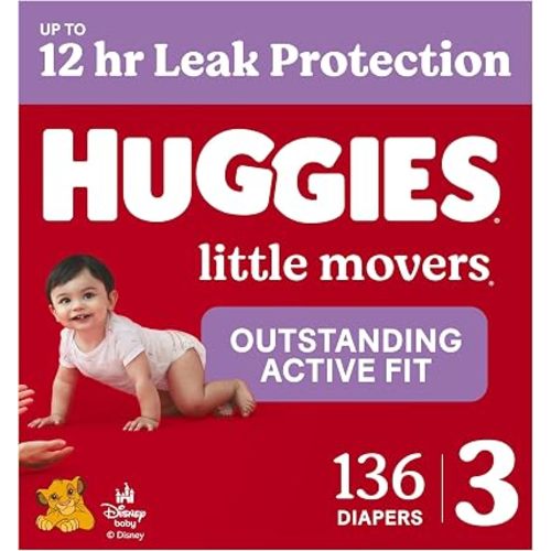Huggies Little Movers Diapers Size 3, 136 Count