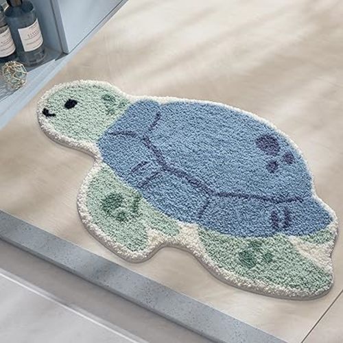 Ocean Animal Play Mat 20x33 Inch, Cute Animals Large Non Slip Super Soft Plush Area Rug for Kids Room Playroom Nursery Bedroom, Educational Washable Circular Floor Mat for Home Room Decorative