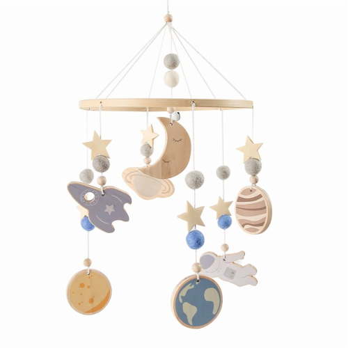 1Set Baby Mobile Rattles Toys0-12 Months Customizable Name Space Bed Bell Room Decor Kids Musical Hanging Toy Birthday Gifts