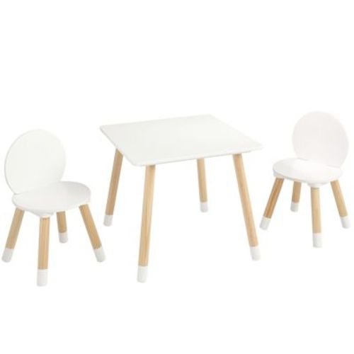 VEVOR Kids Table and 2 Chairs Set, Children Multi-Activity Table for Art, Craft, Reading, Learning, 1 Table and 2 Chairs,White