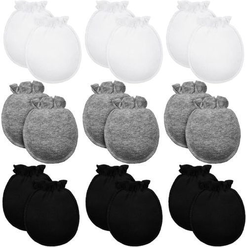 9 Pairs Newborn Baby Boys Girls Mittens 0-6 Months Infant Toddler Mittens No Scratch Solid Color Gloves