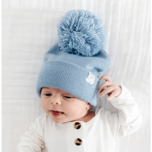 Beanie with Pom - Steel Blue
