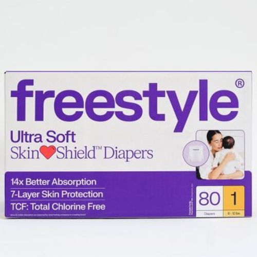 Freestyle Hyper Absorbent Ultra Soft TCF Baby Diapers- Size 1- 80ct (Select Size and Count)