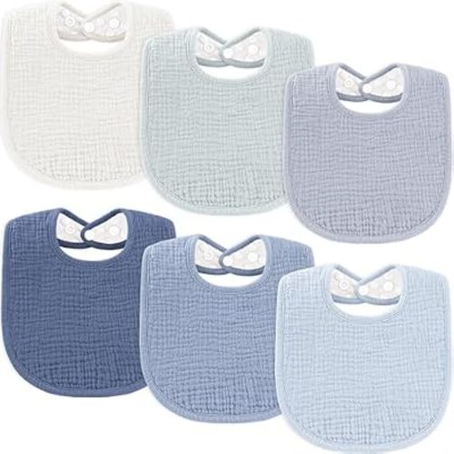 Susurration Muslin Baby Drool Bibs 6Pack Soft Square Adjustable Baby Bandana Bibs for Unisex Girls & Boys
