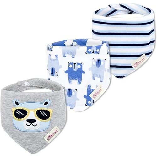 JN&LULU 3 Pack Newborn Baby Bibs Bandana Drool Bibs for Drooling Cotton Baby Gifts