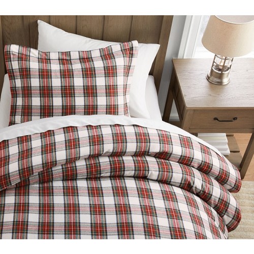 Stewart Plaid Organic Flannel Duvet Cover & Shams | Pottery Barn Kids