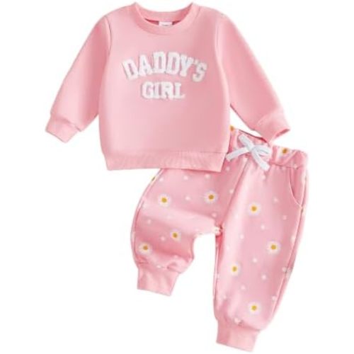 Baby Girl Clothes Daddys Girl Sweatshirt Floral Print Pants Fall Outfits