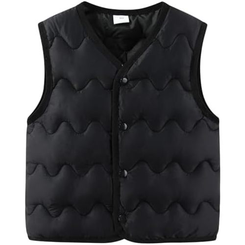 AIWUHE Toddler Puffer Vest Boys Girls Down Vest Warm Winter Jacket Lightweight Sleeveless Buttons Coat 18M-7Y
