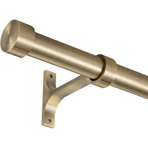 Antique Bronze Curtain Rods for Windows 28 to 48 Inch, 1-Inch Adjustable Drapery Rods with Aluminum End Cap and Brackets for Room Divider, Bedroom, Living room, Kitchen, Bathroom Etc