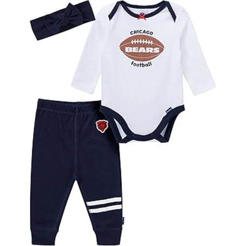 Gerber NFL baby-girls 3-piece Onesie Bodysuit, Pants & Headband Set