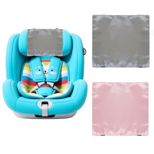 2 Pack Satin Car Seat Headrest Cover for Babies, Soft Silk Feeling Hair Protector for Infant Car Seats & Strollers,Reduce Frizz & Bald Spots (Gray & Pink)