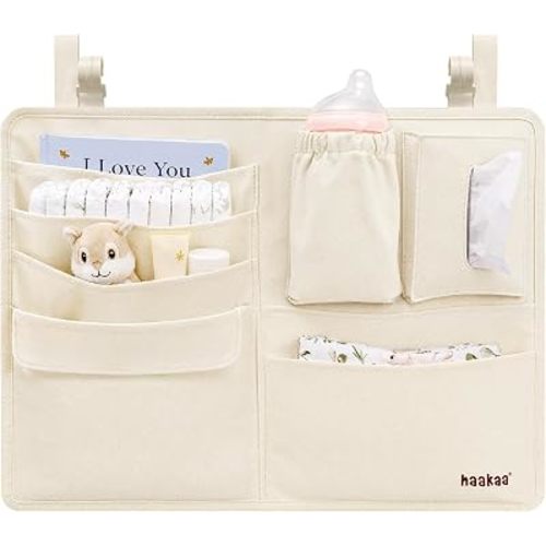 haakaa NestSide Hanging Diaper Organizer for Changing Table & Crib, Cream
